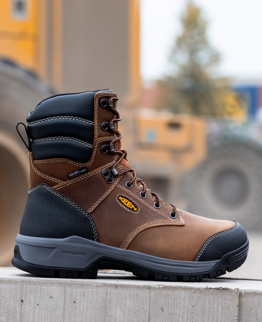 Men's Evanston 8" Insulated Waterproof Boot (Soft Toe) Bison/Black | Keen