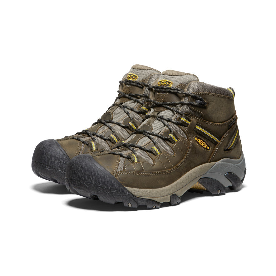Men's Targhee II Mid Waterproof Hiking Boots Black Olive/Yellow | Keen