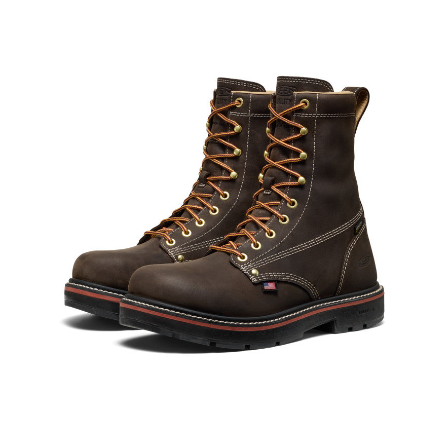 Men's Liberty 8" Waterproof 90° Heel Boot (Carbon Toe) Coffee Bean/Black | Keen