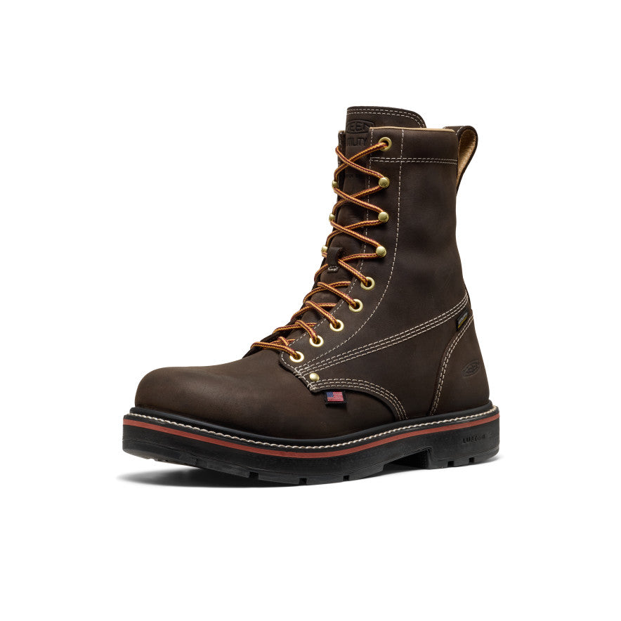 Men's Liberty 8" Waterproof 90° Heel Boot (Carbon Toe) Coffee Bean/Black | Keen