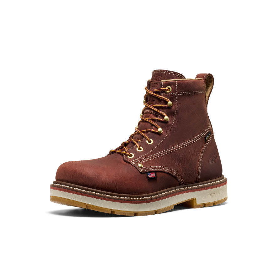 Men's Liberty 6" Waterproof 90° Heel Boot (Carbon Toe) Bombay Brown/Gum | Keen