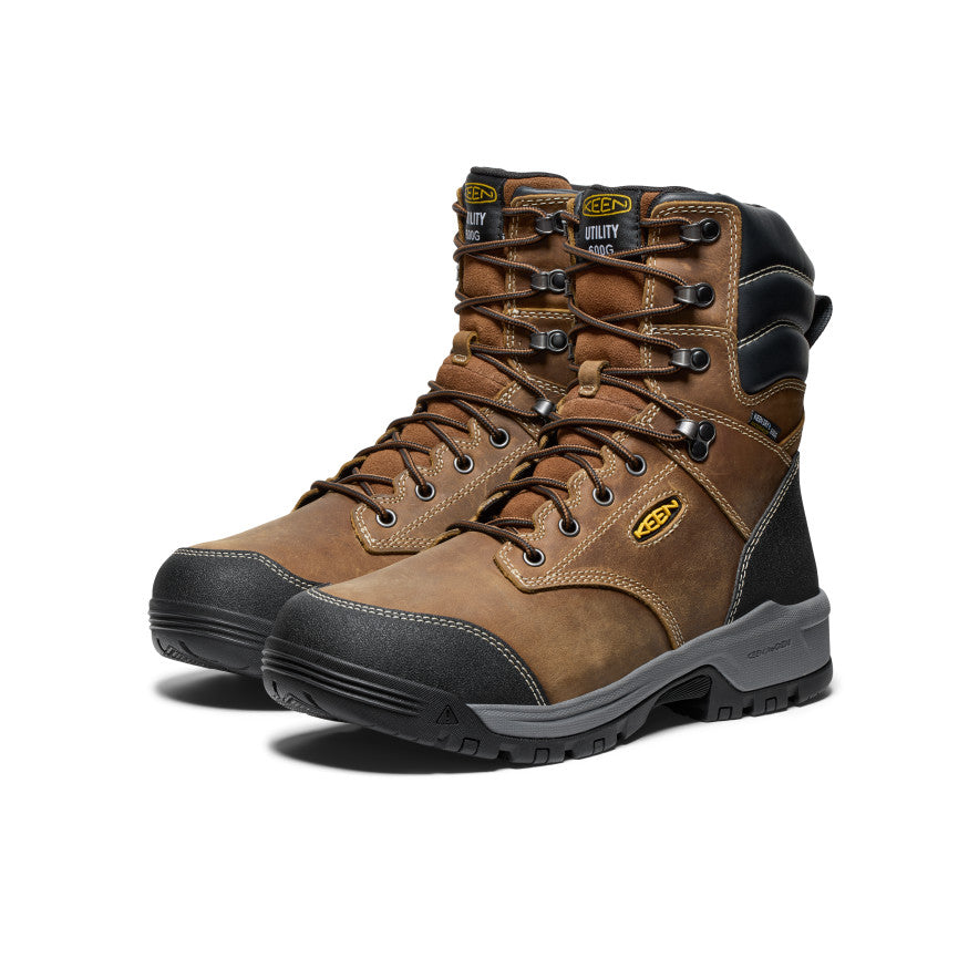 Men's Evanston 8" Insulated Waterproof Boot (Soft Toe) Bison/Black | Keen