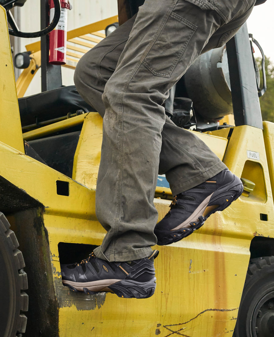 Men's Lansing Mid Waterproof (Steel Toe) Raven/Tawny Olive | Keen