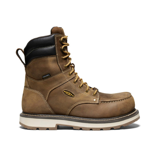 Men's Cincinnati 8" Waterproof 90° Heel Boot (Carbon Toe) Belgian/Sandshell | Keen