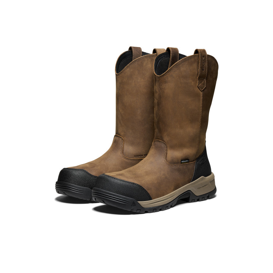 Men's Evanston Pull-On Waterproof Boot (Carbon Toe) Bison/Black | Keen