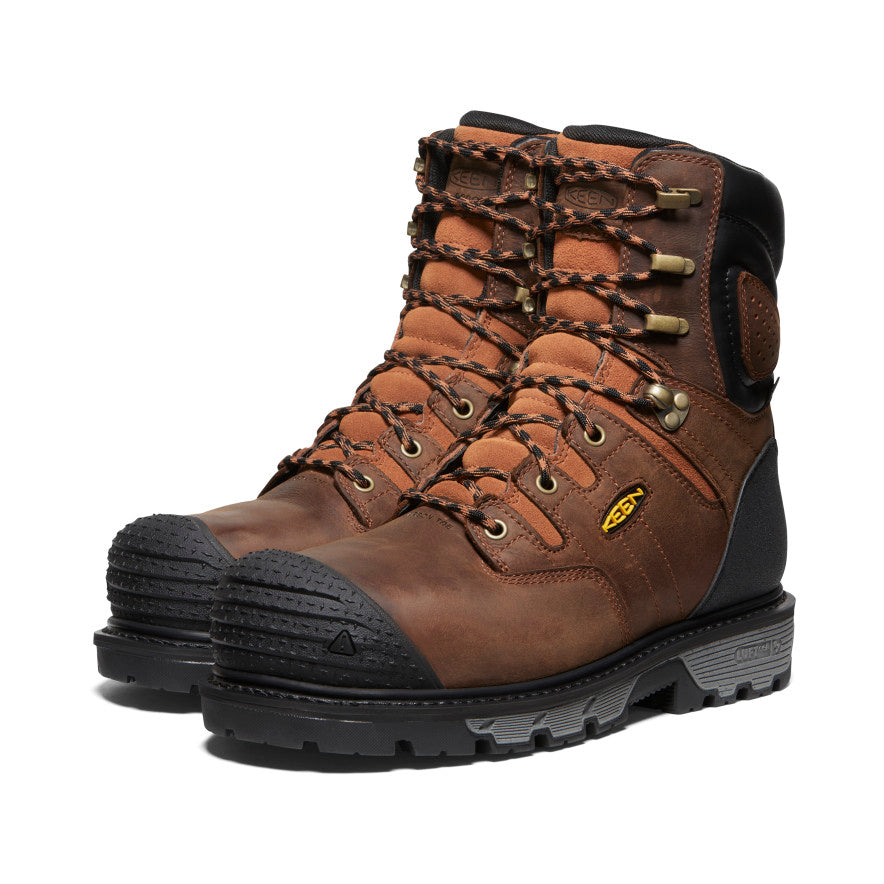 Men's Camden 8" Insulated Waterproof Boot (Carbon Toe) Leather Brown/Black | Keen