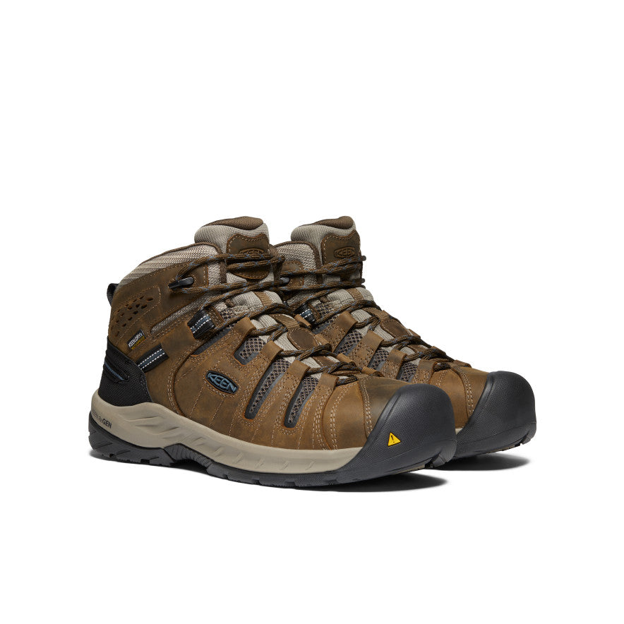 Men's Flint II Waterproof Boot (Steel Toe) Cascade Brown/Orion Blue | Keen
