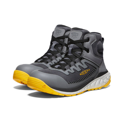 Men's Arvada Mid Work Sneaker (Carbon Toe) Black/Keen Yellow | Keen