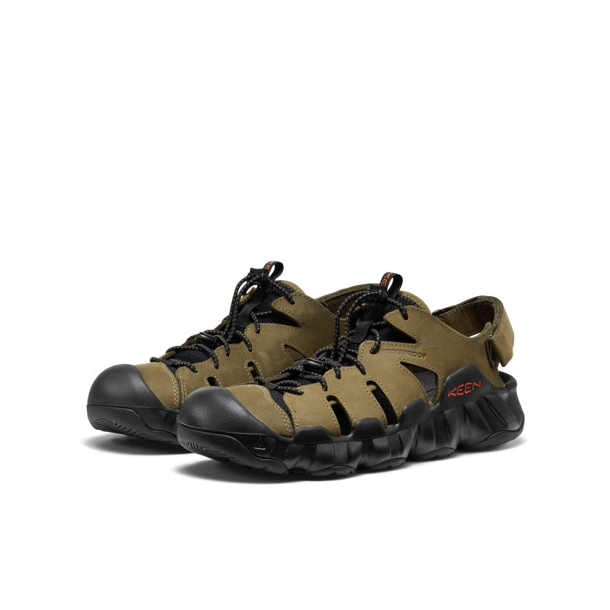 Men's Hyperport Fisherman Leather Sandal Dark Olive/Black | Keen
