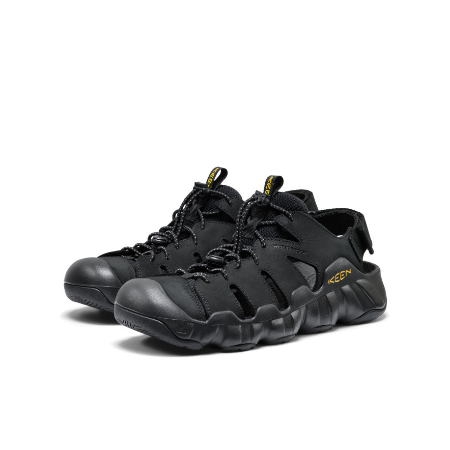 Men's Hyperport Fisherman Leather Sandal Black/Keen Yellow | Keen