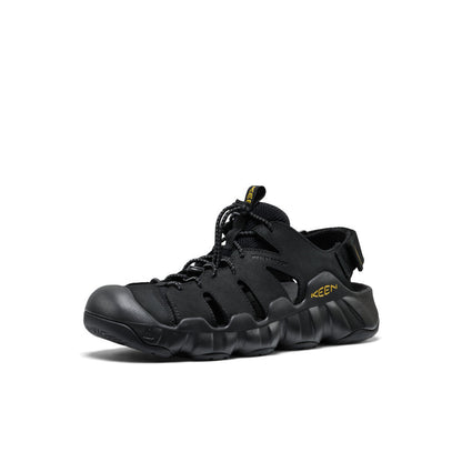 Men's Hyperport Fisherman Leather Sandal Black/Keen Yellow | Keen
