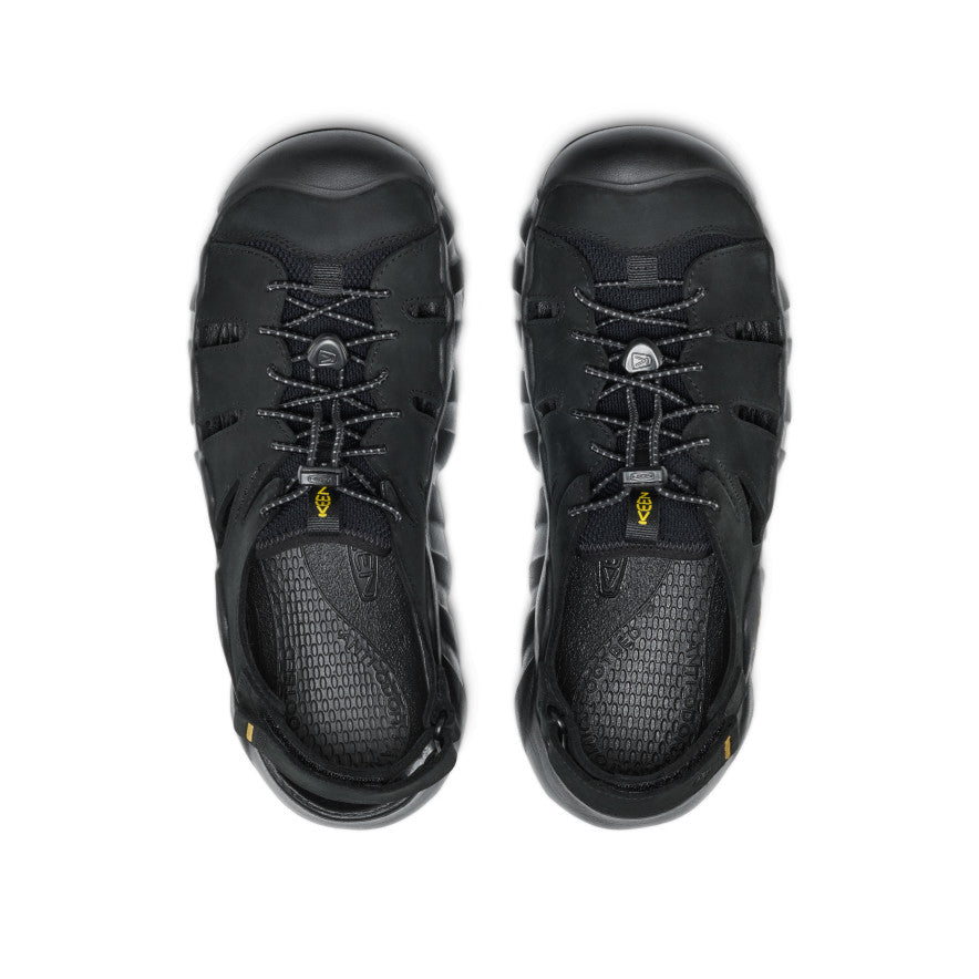 Men's Hyperport Fisherman Leather Sandal Black/Keen Yellow | Keen