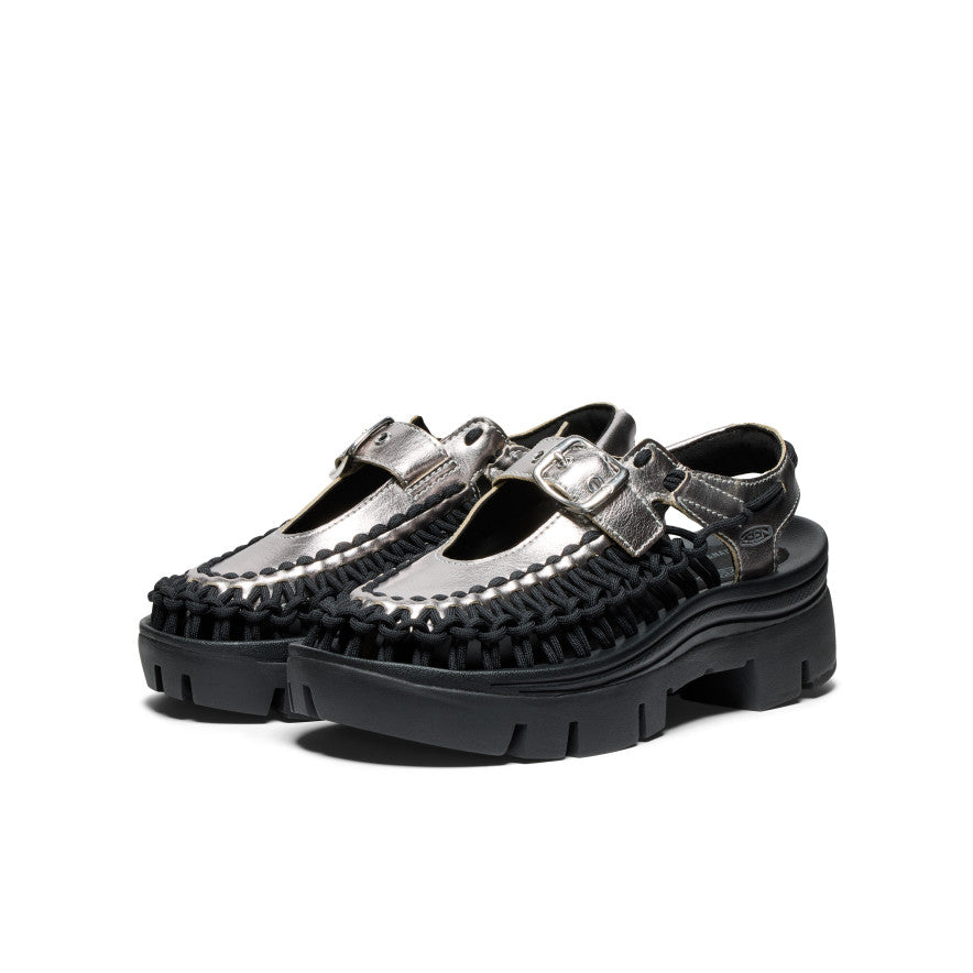 All Gender UNEEK PLT Mary Jane Sneaker Silver/Black | Keen