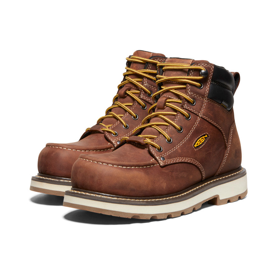 Men's Cincinnati 6" Waterproof 90° Heel Boot (Carbon Toe) Tuscan Red/Sandshell | Keen