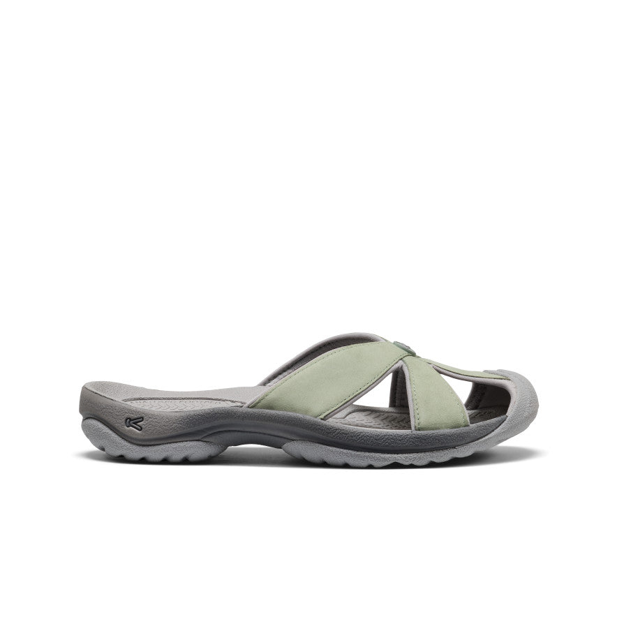 Women's Bali Leather Slide Sandal Lily Pad/Steel Grey | Keen
