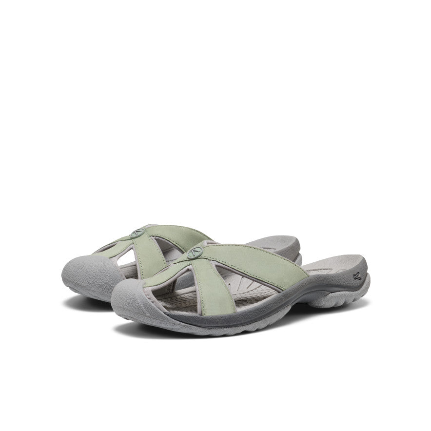 Women's Bali Leather Slide Sandal Lily Pad/Steel Grey | Keen