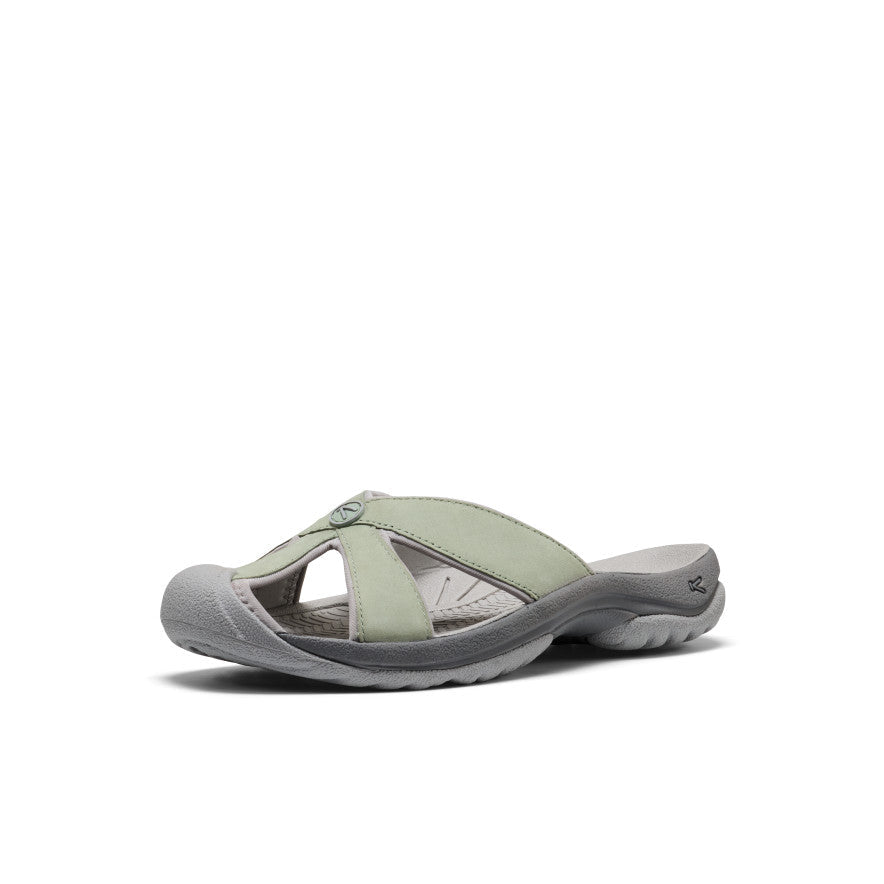 Women's Bali Leather Slide Sandal Lily Pad/Steel Grey | Keen
