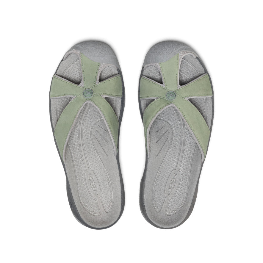 Women's Bali Leather Slide Sandal Lily Pad/Steel Grey | Keen